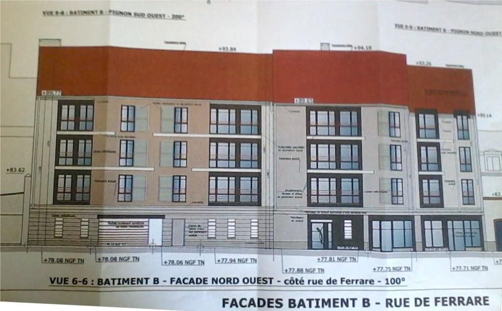 Plan des Façades rue de Ferrare